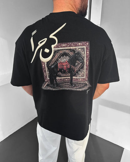 تيشيرت "كن حرًا " بلونين ( اسود ,ابيض ) نقش وتطريز 3D جودة عالية