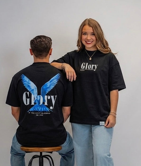 تيشيرت Glory اسود , قالب طبيعي •