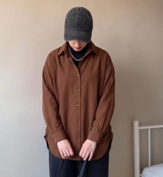 قميص نسائي مخروط الخصر قهوائي ,قالب كبير✅