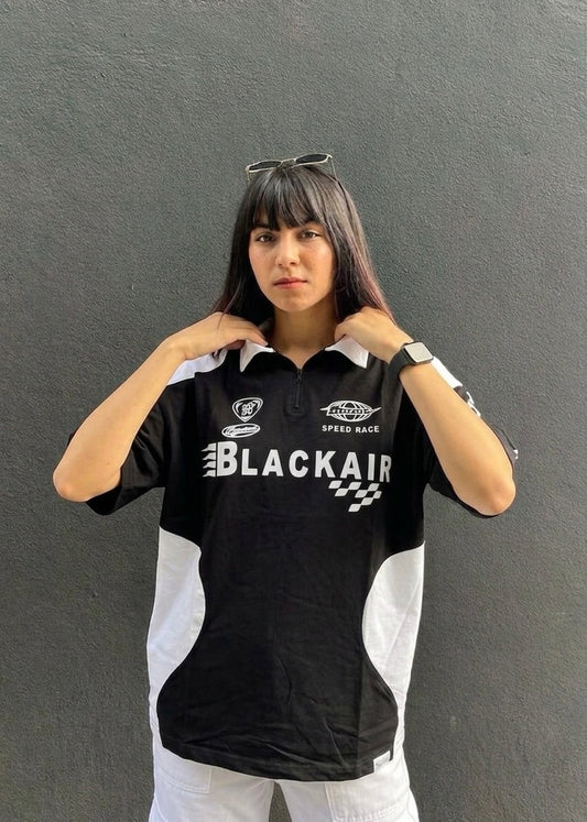 تيشيرت Blackair اسود وابيض , قالب كبير •
