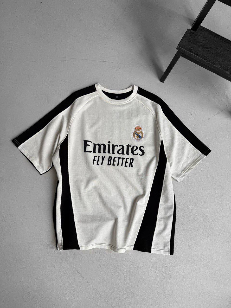 تيشيرت ريال مدريد ابيض خطين اسود , قالب كبير✅