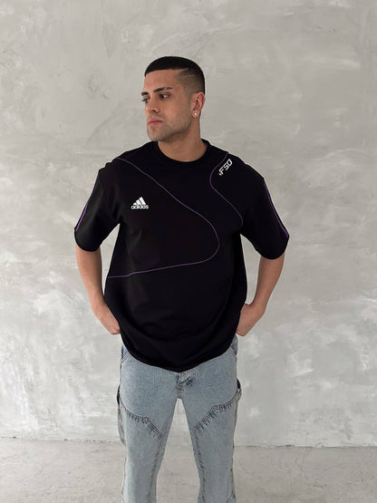 +FSO تيشيرت خط بنفسجي اديداس اسود✅