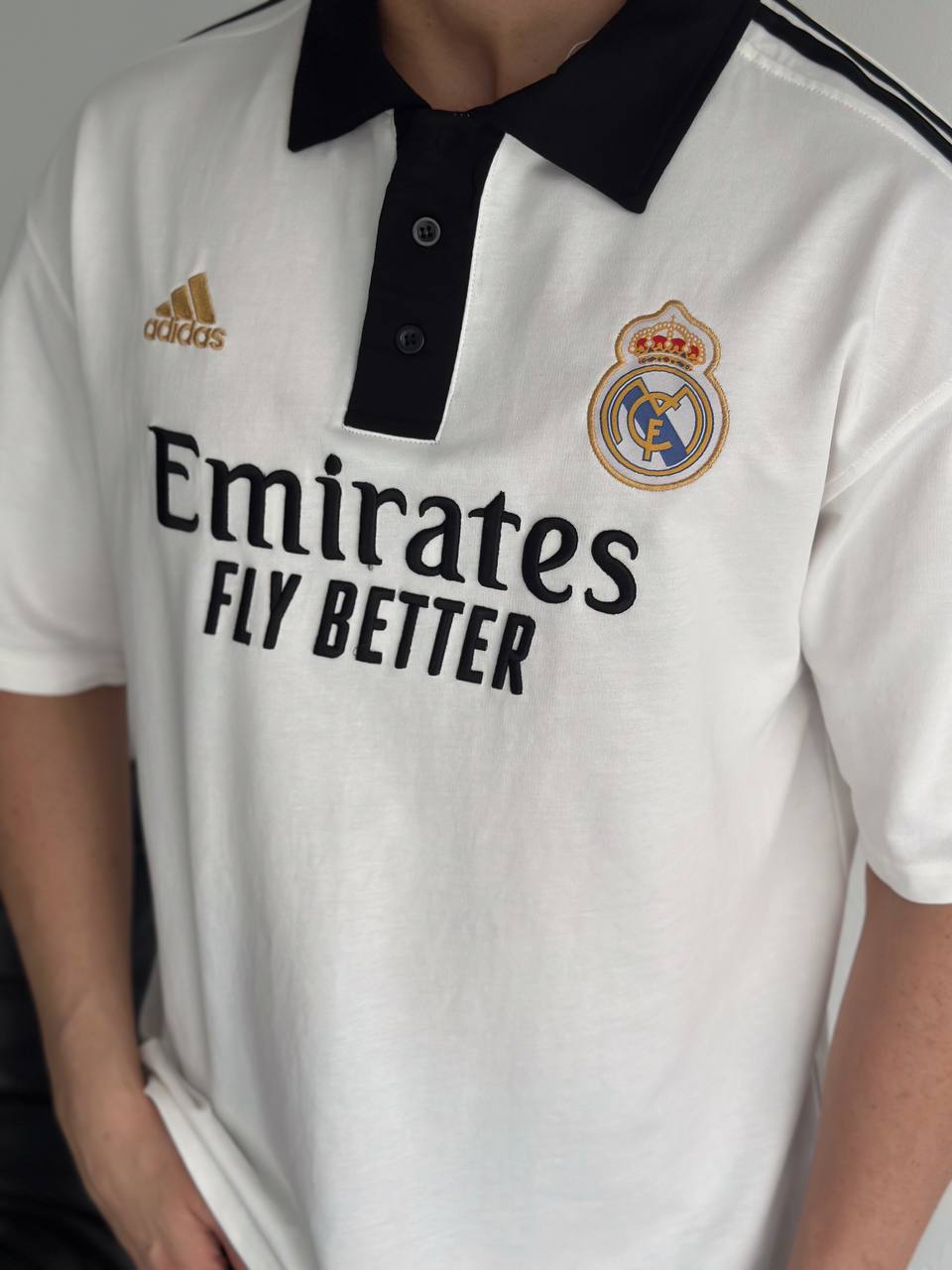 تيشيرت ريال مدريد ياخة ابيض اديداس , قالب كبير✅