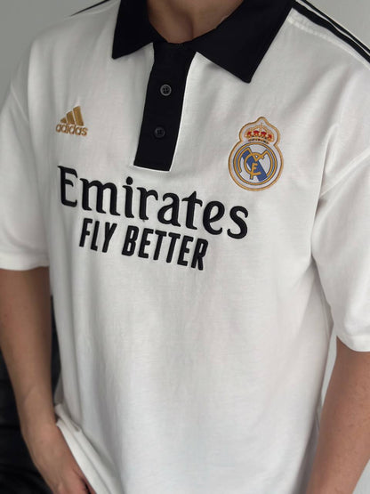 تيشيرت ريال مدريد ياخة ابيض اديداس , قالب كبير✅
