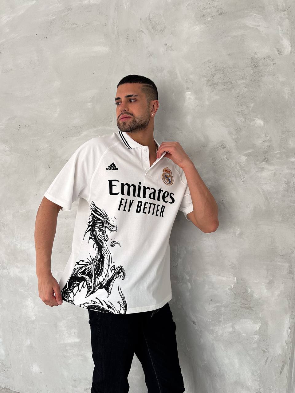 تيشيرت ريال مدريد اديداس التنين ابيض , قالب كبير✅