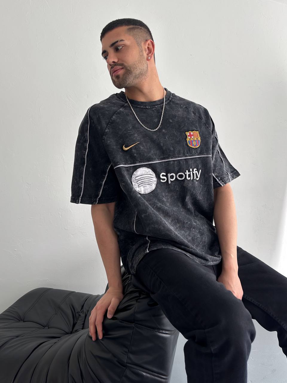 تيشيرت مغسول برشلونة نايك , قالب كبير✅